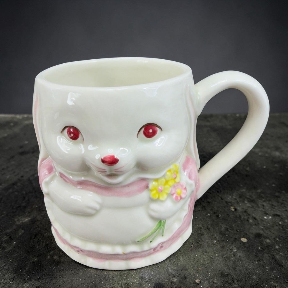 Vintage Otagiri Figural Bunny Rabbit Coffee Mug Cup Ceramic Decorative Japan VTG